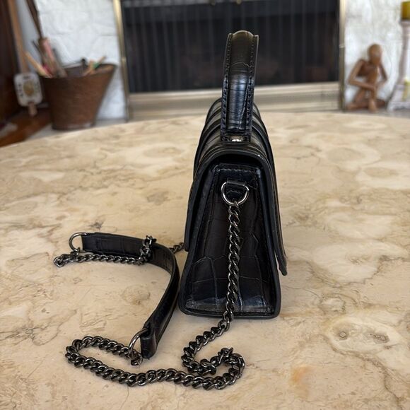 Zara Croc Embossed Vegan Leather Mini City Satchel Shoulder Bag - Picture 9 of 15